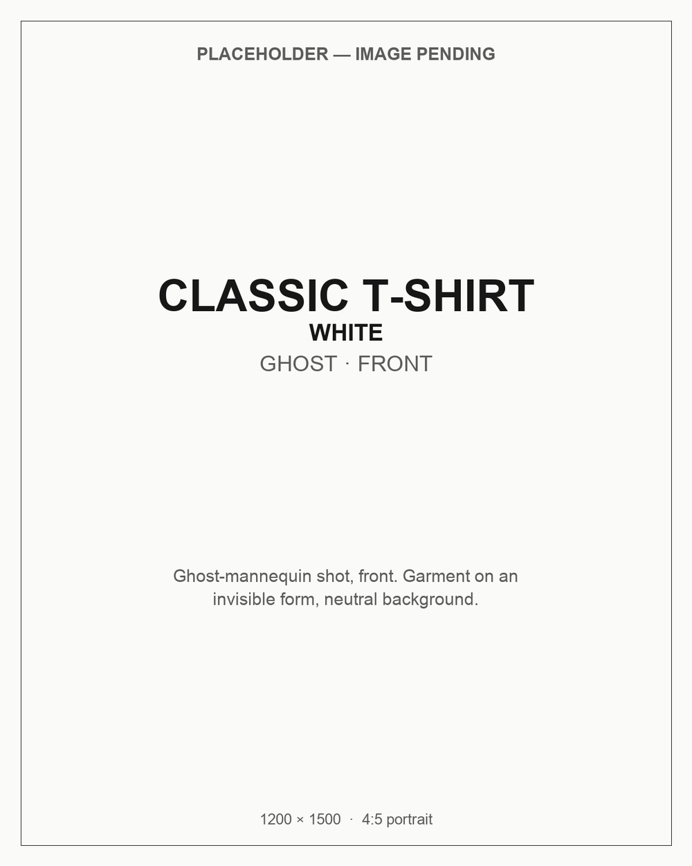 Classic T-shirt – White – ghost mannequin front